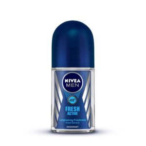 NIVEA MEN Fresh Active 50ml Deo Roll On | With Fresh Ocean Extracts| 48 H Freshness| 0Alcohol | Dermatalogically Approved & Paraben Free Formula