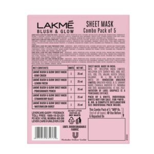 product-grid-gallery-item Lakme Blush & Glow Sheet Mask, Pack of 5, Fruit Facial Like Glow!