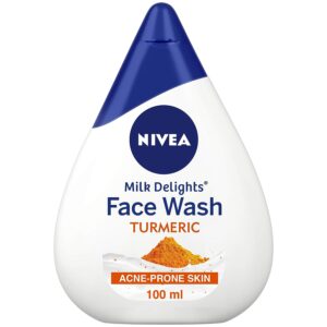 NIVEA Milk Delights Turmeric Face Wash 100ml | With Milk and Turmeric|  Pimple Causing Bacteria | Best Suited pH for Skin | All Skin Types