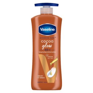 Vaseline Intensive Care, Cocoa Glow Serum-in-Lotion, 600ml, with 100% Pure Cocoa & Shea Butter, 48Hr Long-Lasting Moisturization, Body Lotion for Dry, Rough Skin