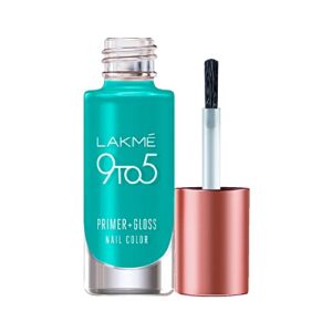 LAKMÉ 9 To 5 Primer + Gloss Glossy Finish Nail Colour, Turquoisewave, 6 Ml